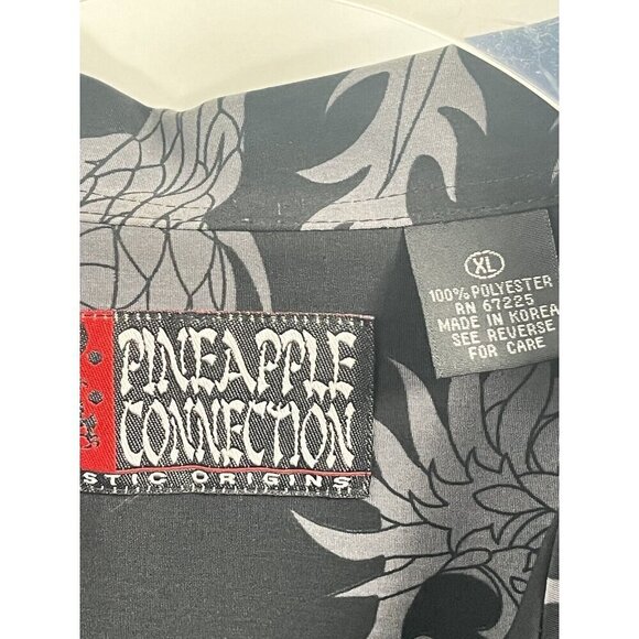 Pineapple Collection Mens Hawaiian Shirt Chinese Dragon Print Blue Black Sz XL - Picture 3 of 4